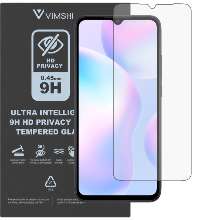 Противоударная защитная пленка антишпион Vimshi Ultra 9H Privacy Flex для Redmi 9A