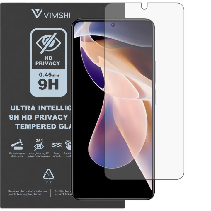 Противоударная защитная пленка антишпион Vimshi Ultra 9H Privacy Flex для Redmi Note 11 Pro+