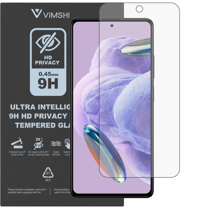 Противоударная защитная пленка антишпион Vimshi Ultra 9H Privacy Flex для Redmi Note 12 Pro+ 5G