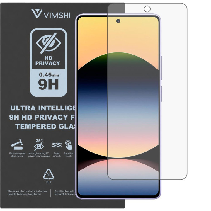 Противоударная защитная пленка антишпион Vimshi Ultra 9H Privacy Flex для Redmi Note 15